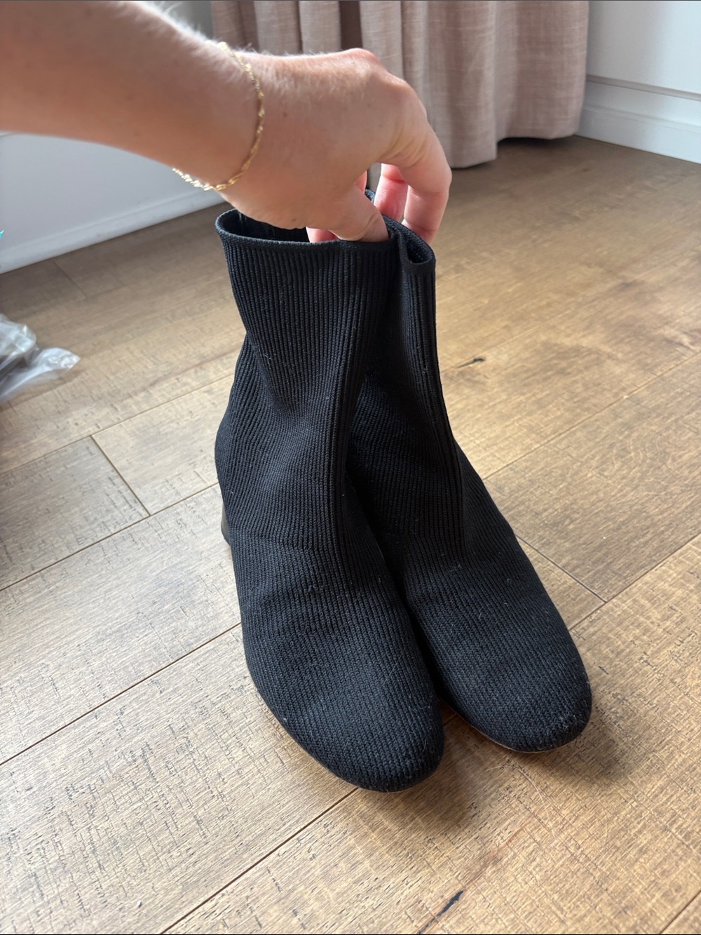 Vince Black Knit Sock Ankle Booties